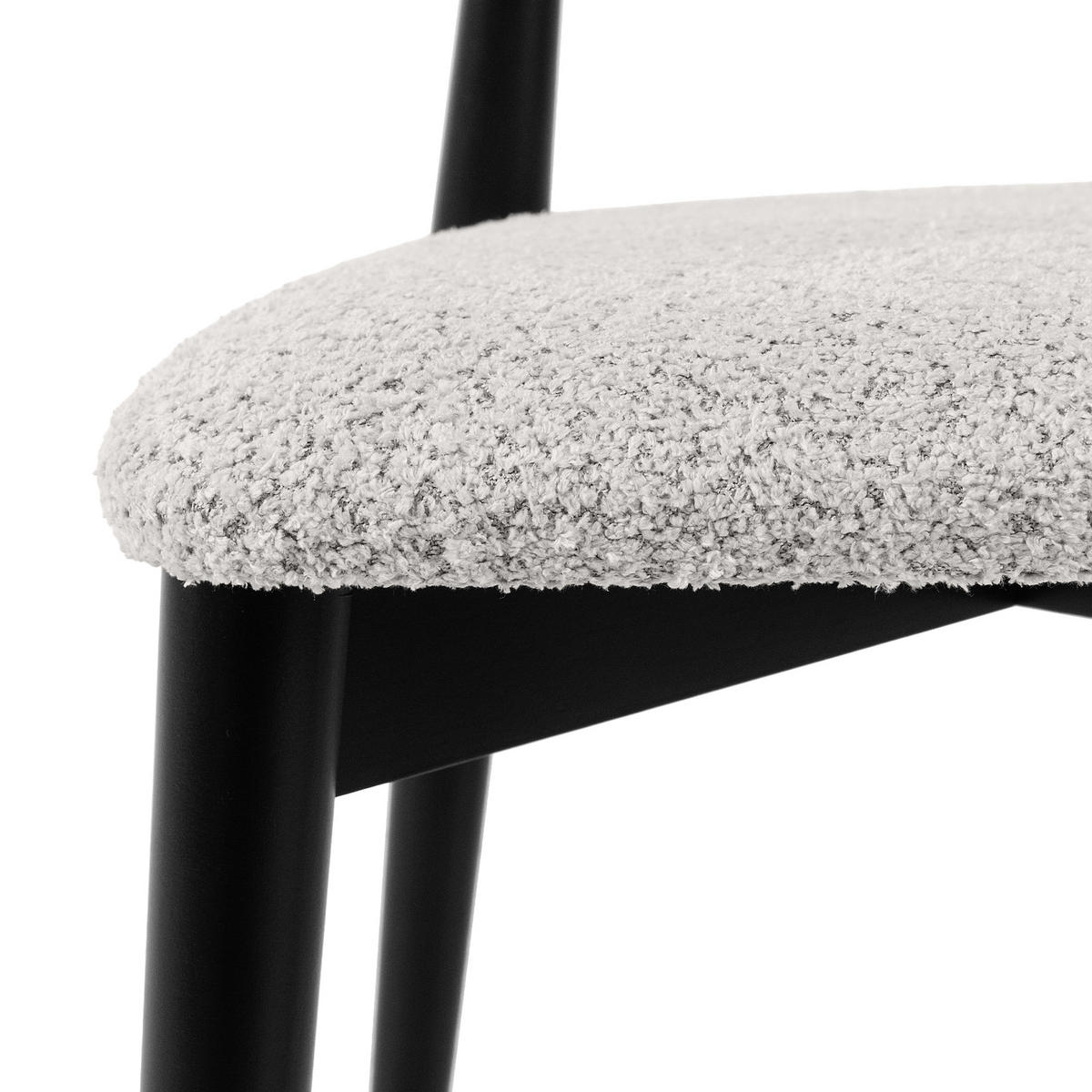 HOLZSTUHL RABI Küchenstuhl, 2-er Stuhl, Bouclé - Schwarz/Grau, Holz/Textil (47/79/45cm) - KONSIMO®
