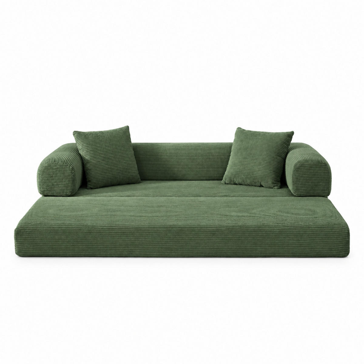 SCHLAFSOFA 195/89/59 cm Grün Samtstoff, 3-Sitzer - Grün, Textil (89/59/195cm) - Oxeza