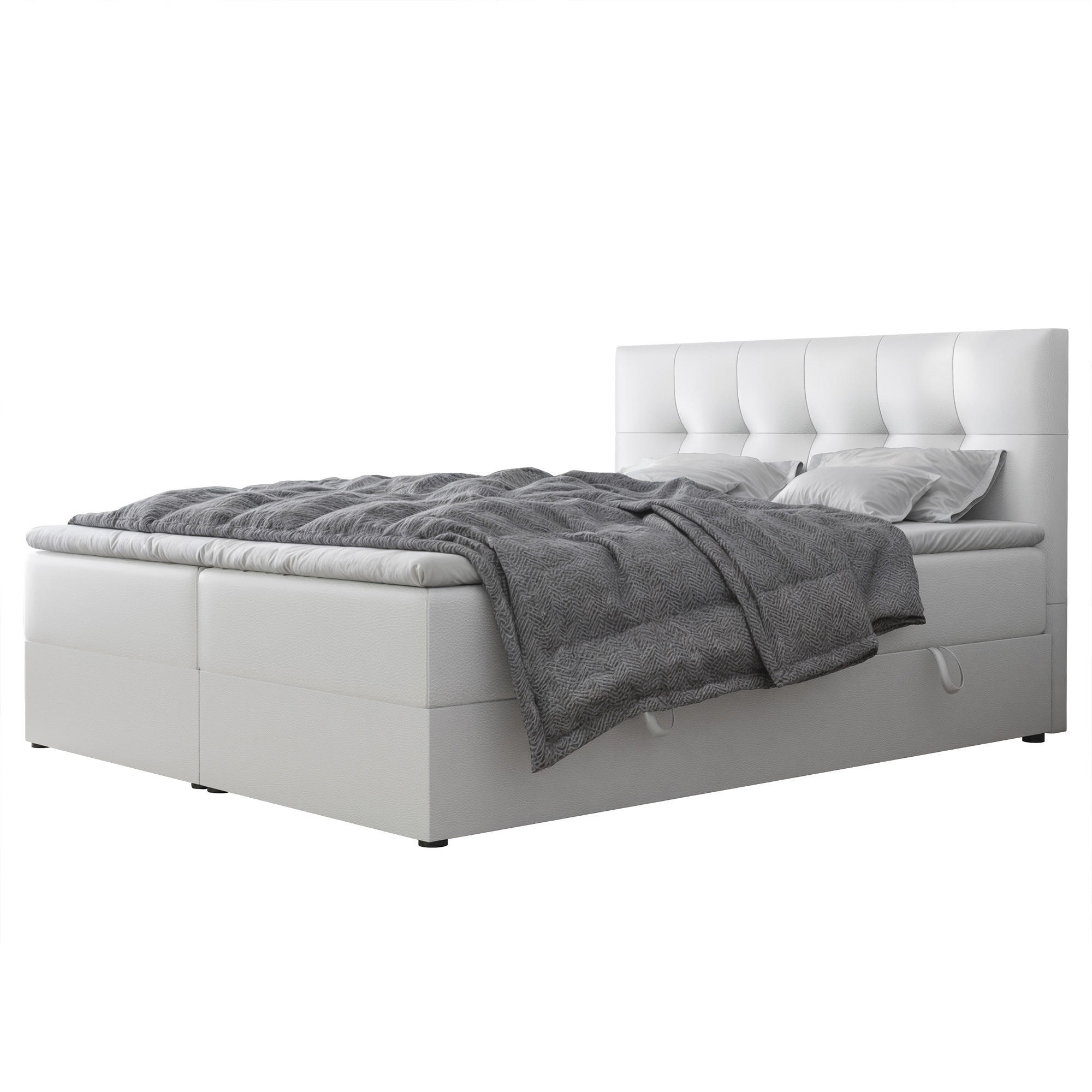BOXBETT RENZO 200/200 cm mit Matratze und Topper, Weiß - Weiß, Holzwerkstoff/Textil (200/200cm) - Idohome