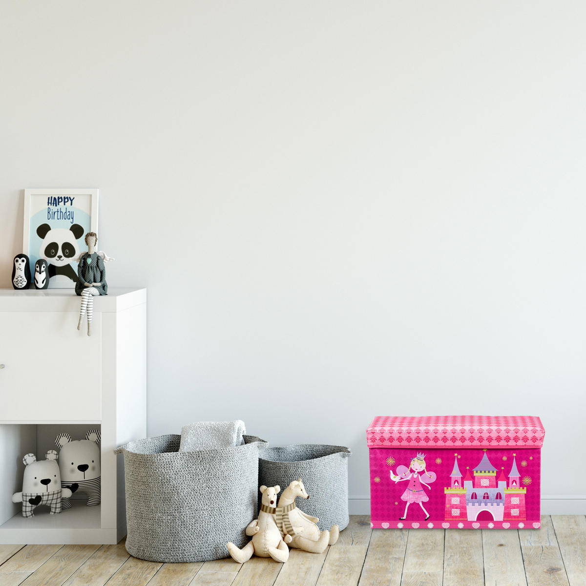 SITZBOX - Pink, Holzwerkstoff/Textil (60.5/36/30.5cm) - Relaxdays