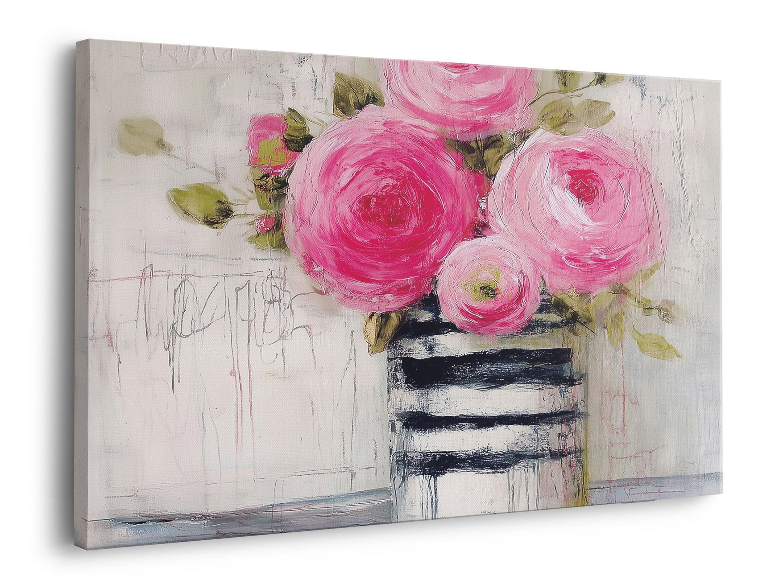 LEINWANDBILD 70x50 cm Blumen rosa Bild Wohnzimmer - Beige, Textil (70/50cm) - artissimo