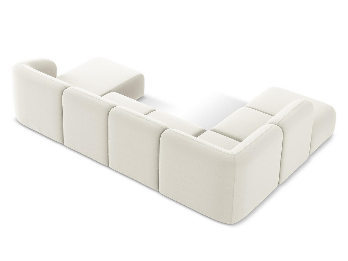 WOHNLANDSCHAFT Samt Stoff Beige - Creme/Schwarz, Holzwerkstoff/Kunststoff (325/75/236cm) - Makamii