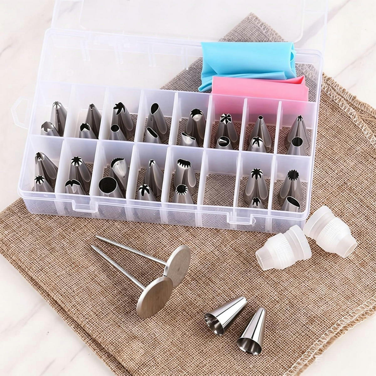 SPRITZBEUTEL-SET 38-teilig mit Edelstahltüllen - Multicolor, Metall (16/12.5/30.5cm)