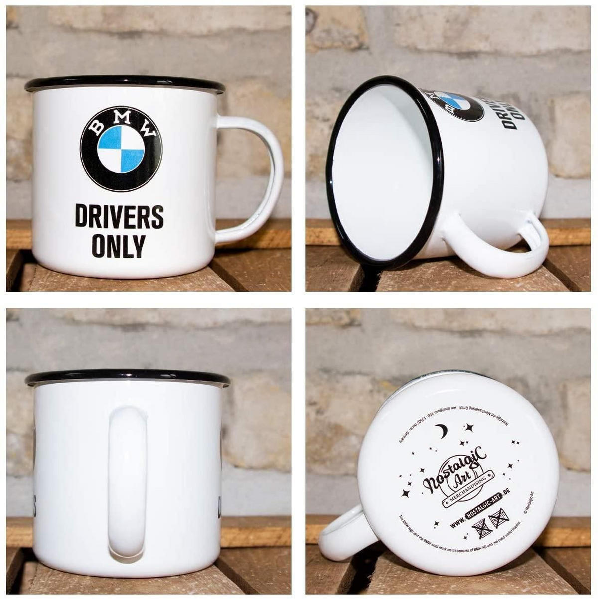 EMAILLE-BECHER 360 ml BMW Drivers Only - Weiß, Metall (0.36L) - Nostalgic-Art