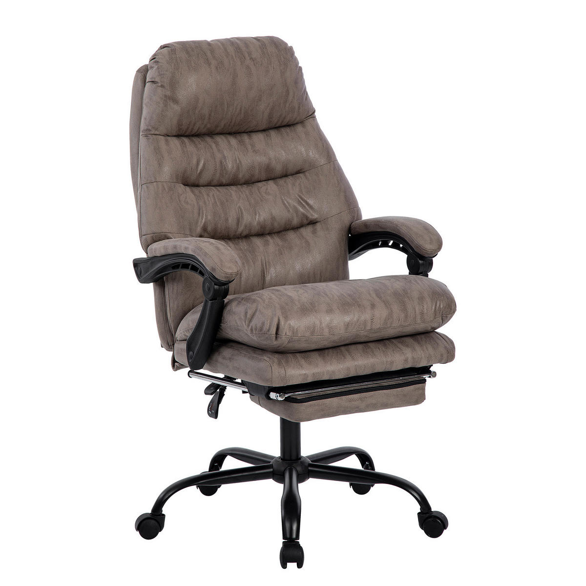 BÜRODREHSTUHL - Antiklederlook - Microfaser / Stahl - Grau, Kunststoff/Metall (64/122/72cm) - home24