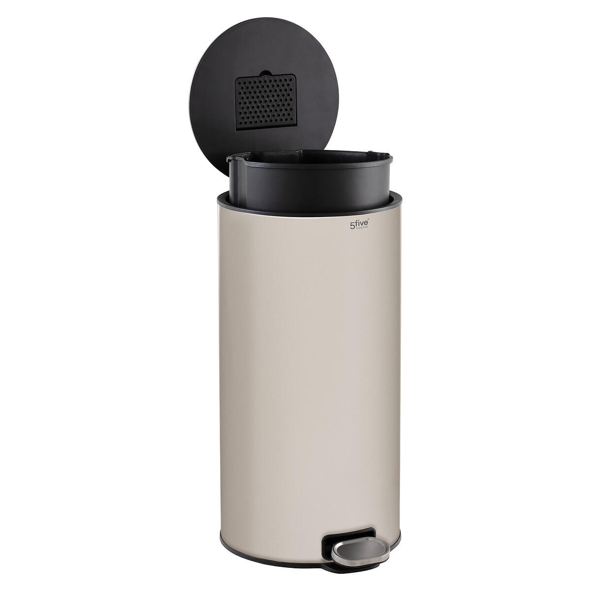METALLMÜLLEIMER mit Geruchsbeseitiger Argile Delta 30 l 39/33/62 cm - Beige, Metall (33/62/39cm) - 5five Simply Smart