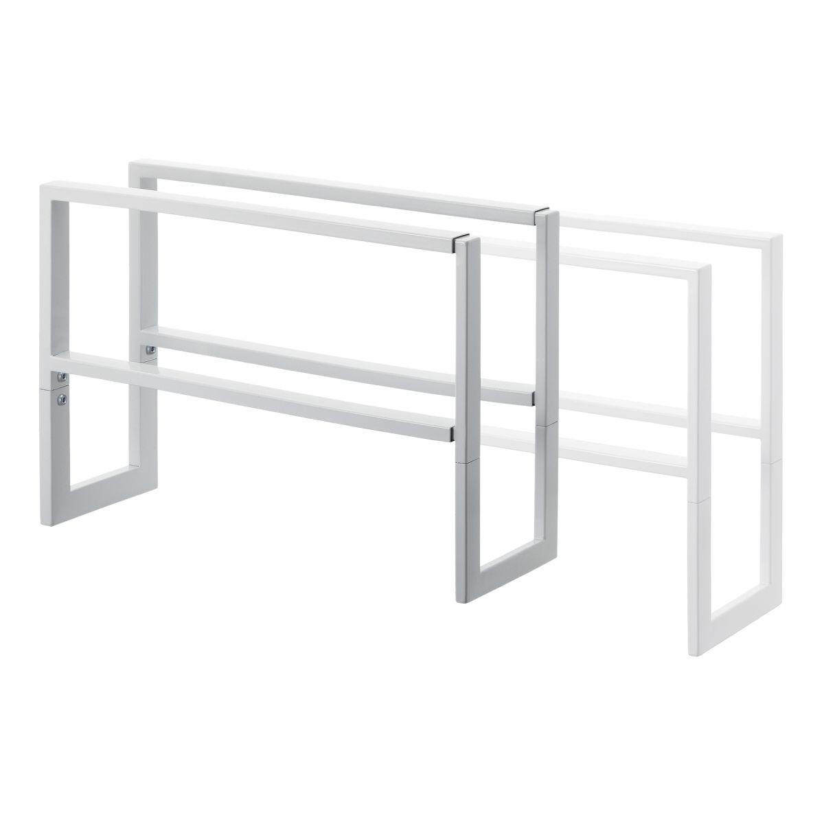 SCHUHREGAL Line weiß 38/30/15 cm ausziehbar bis 70cm - Weiß, Metall (38/30/15cm) - Yamazaki