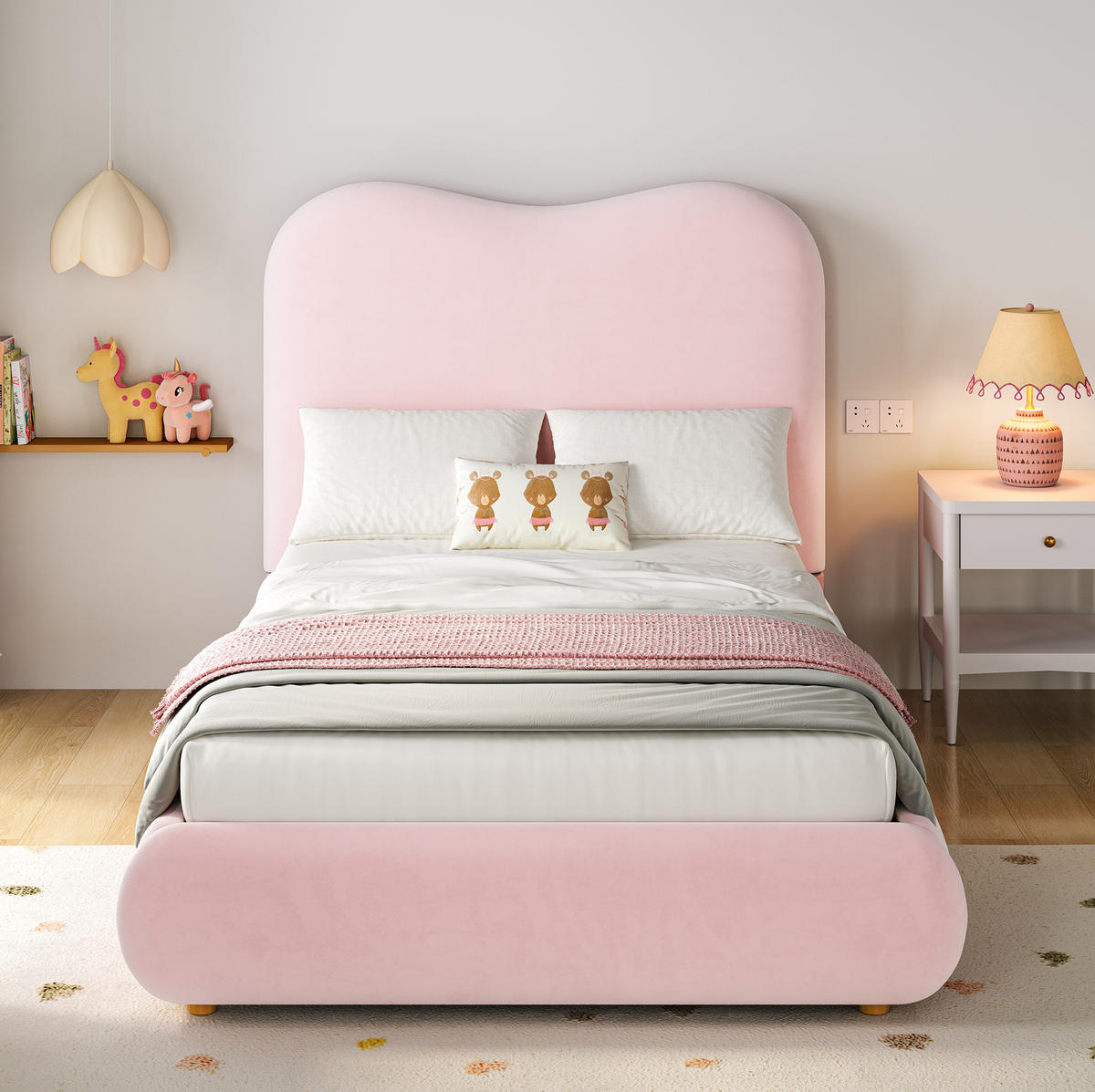 POLSTERBETT 90/200 cm Rosa aus Samt mit Bettkasten und Lattenrost - Rosa, Textil (90/200cm) - Flora Grace