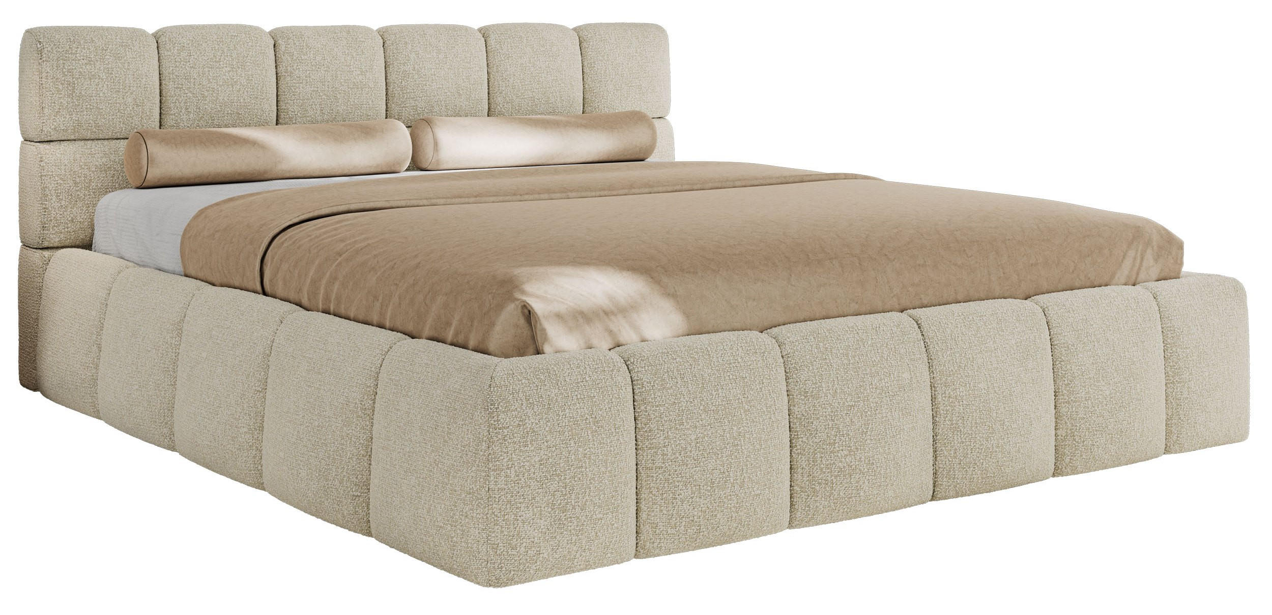 POLSTERBETT NIRA CLASSIC 200/200 - Creme Strukture - ohne Matratze - Creme, Textil (200/200cm) - MKS