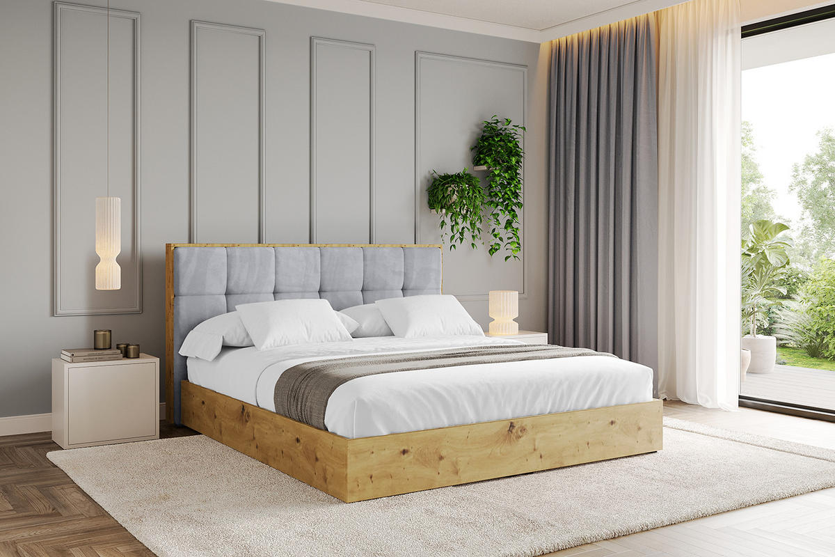 POLSTERBETT mit Bettkasten und Lattenrost, Boxbett ohne Matratze - ENZO7 120x200 Hellgrau - Hellgrau, Holzwerkstoff/Textil (120/200cm) - ALTDECOR