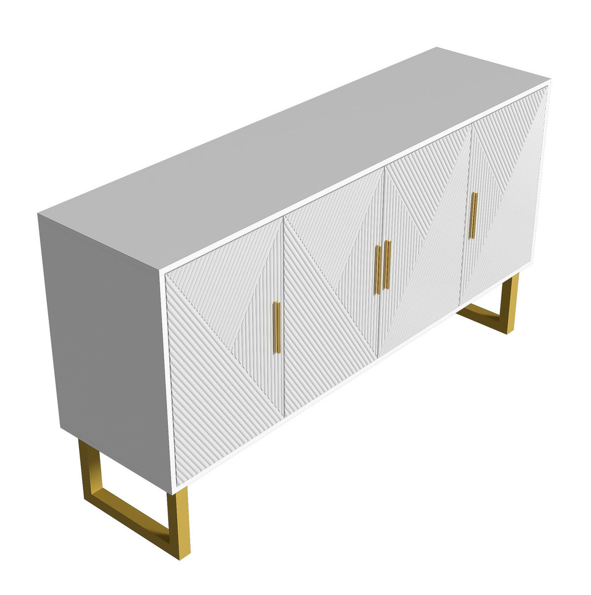 KOMMODE aus MDF & Spanplatte 150x40x82cm in Weiß mit 4 Türen - Weiß, Holzwerkstoff (150/82/40cm) - Modfu