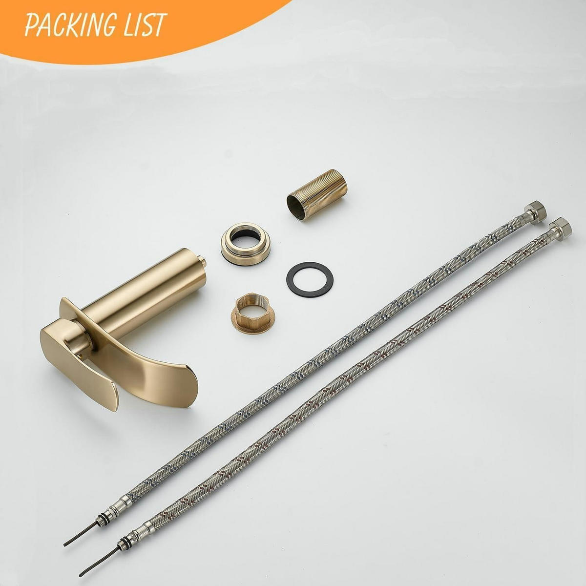 WASCHTISCHARMATUR Wasserfall gebürstetes Gold - Goldfarben, Metall (10/18.5/16cm)