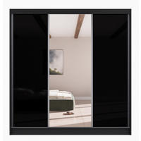 SCHRANK Schwarz VIOLA V200 Mit Spiegel - Transparent/Schwarz, Holzwerkstoff (200/215/61cm) - Sepro Meble