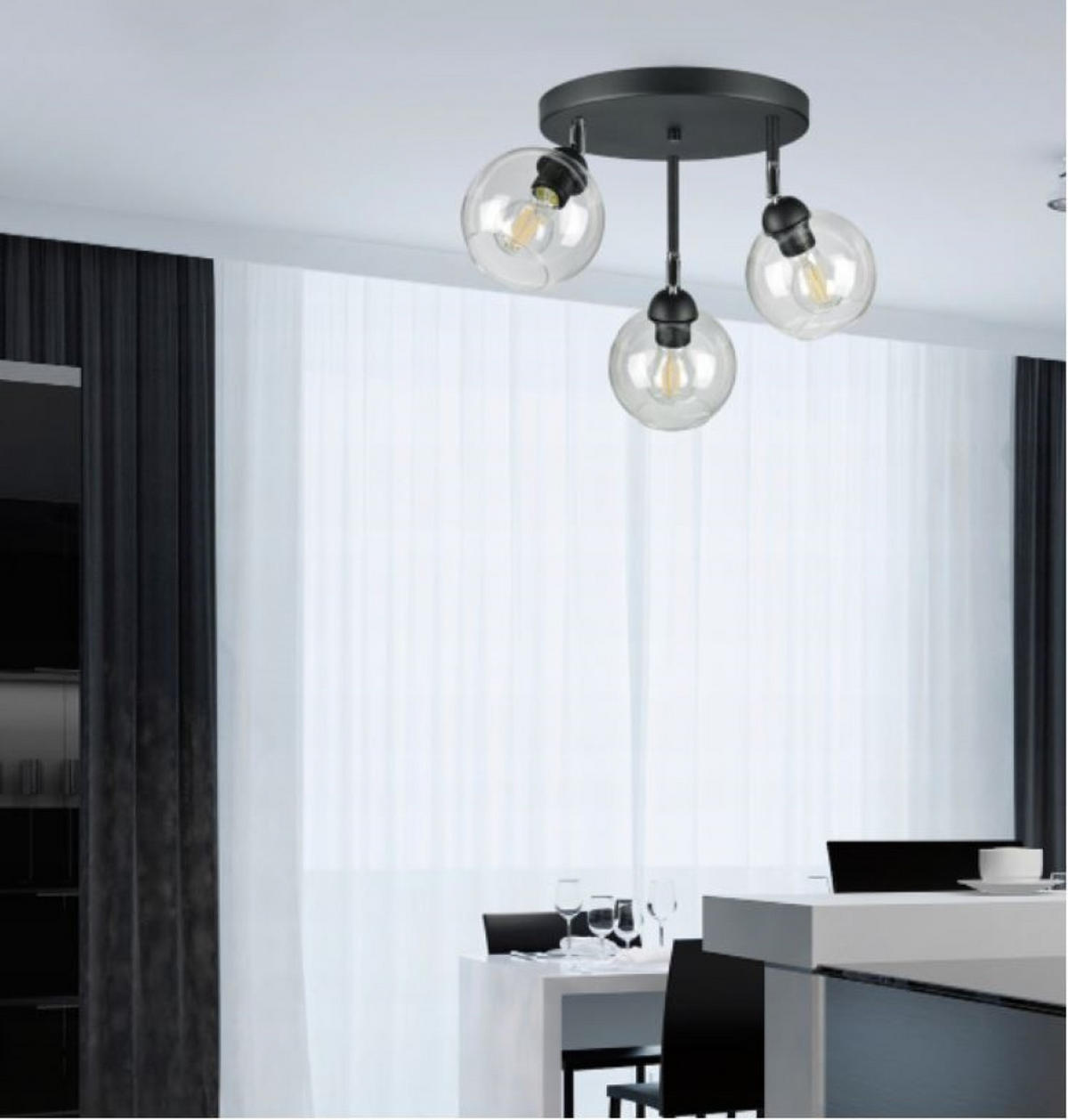 DECKENLEUCHTE HAGEN - Transparent, Glas/Metall (35/35/35cm) - kiki design