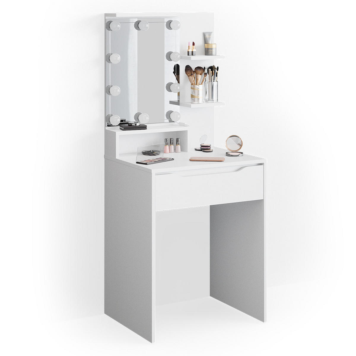 SCHMINKTISCH Ruben Weiß 60 cm mit LED Beleuchtung - Weiß, Holzwerkstoff (60/142.7/48cm) - Vicco