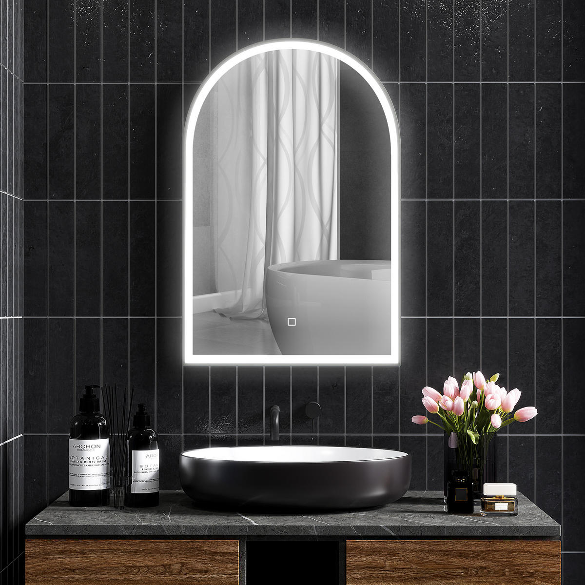 LED-BADEZIMMERSPIEGEL 90/60 cm - Silberfarben, Glas (90/60/3cm)