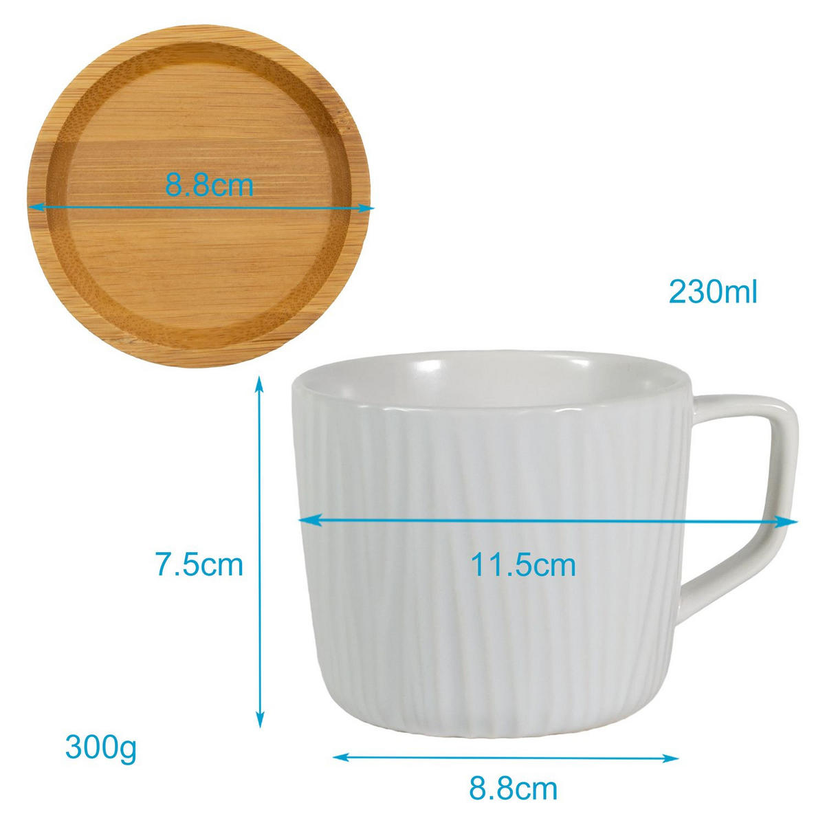 KAFFEETASSE TEETASSE (4er-Set) - Weiß, Keramik (8.8/8/36cm) - Intirilife