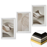 WANDBILDER 3er-Set - 40x60 cm Weißer Rahmen - Abstrakte beige Wellen - Weiß, Kunststoff (40/60cm) - ArtPrintCave