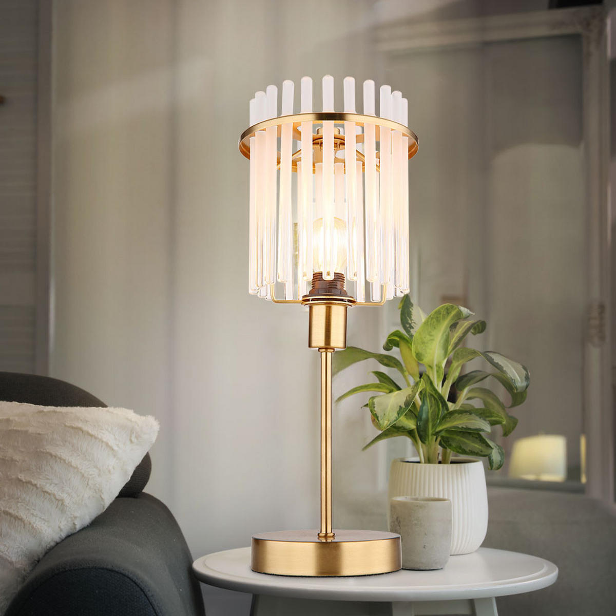 LED TISCHLEUCHTE GORLEY Metall Gold - Goldfarben, Glas (15/15/37.5cm) - Globo Lighting