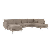 WOHNLANDSCHAFT Elou Dunkelbeige Microfaser - Chromfarben/Beige, Textil/Metall (336/87/200cm) - S-Style Möbel