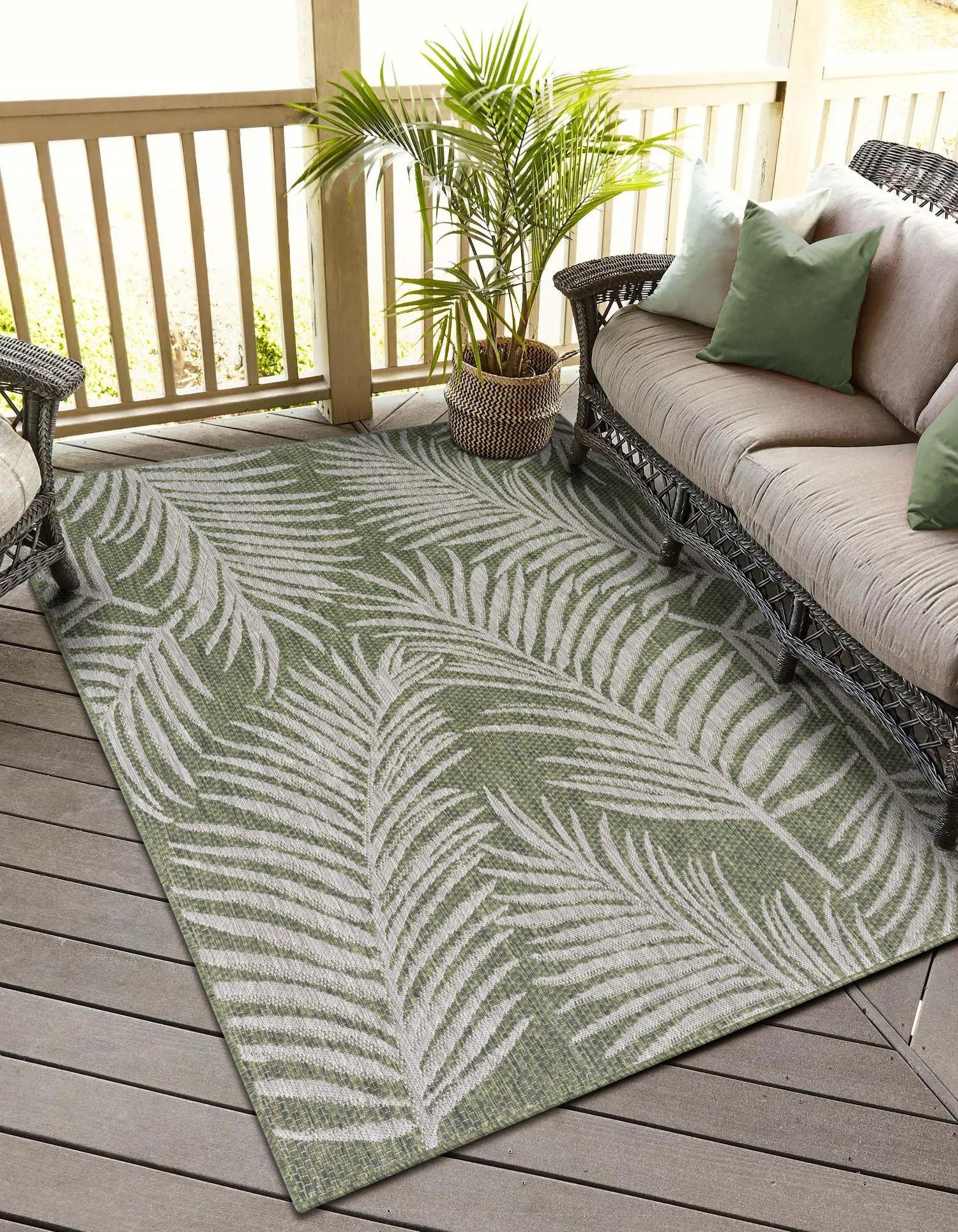 OUTDOORTEPPICH Fern Grün,Blaugrau,Hellgrau 140/200 cm - Grün, Textil (140/200cm) - My-Rug