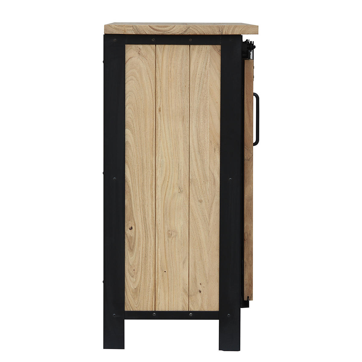 MASSIVE SCHUHKOMMODE - Akazie massiv - Akazie / Schwarz - Schwarz/Akaziefarben, Holz/Metall (115/90/40cm) - home24