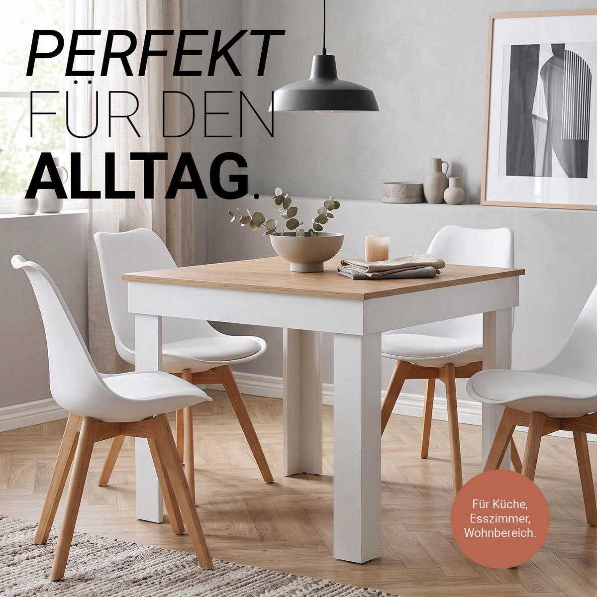ESSTISCH in Naturfarbe 80/80/73 cm Holz - Weiß/Naturfarben, Holzwerkstoff (80/80/73cm) - Homestyle4u
