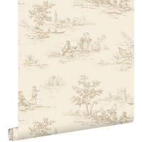 TAPETE Toile de Jouy 53 cm x 10.05 m - Beige, Papier (53/1000cm) - ESTAhome