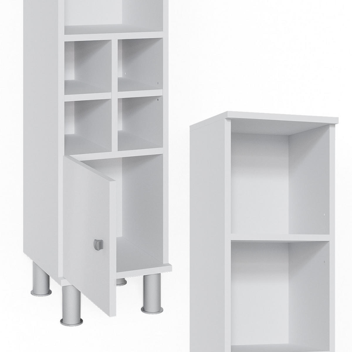 MIDISCHRANK Fynn Weiß 30 x 130.6 cm kleine Tür - Weiß, Holzwerkstoff (30/130.6/30cm) - Vicco