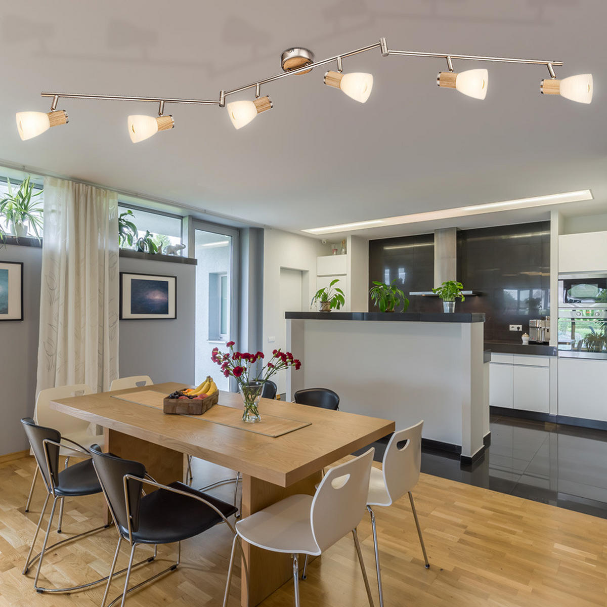 LED DECKENLEUCHTE Metall Holzoptik Braun - Braun, Holz (145/9/18cm)