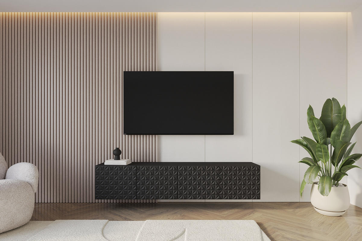 LOWBOARD VIRA-W 2x100x40x41 cm - Schwarz - Schwarz, Holzwerkstoff (200/40/41cm) - ALTDECOR