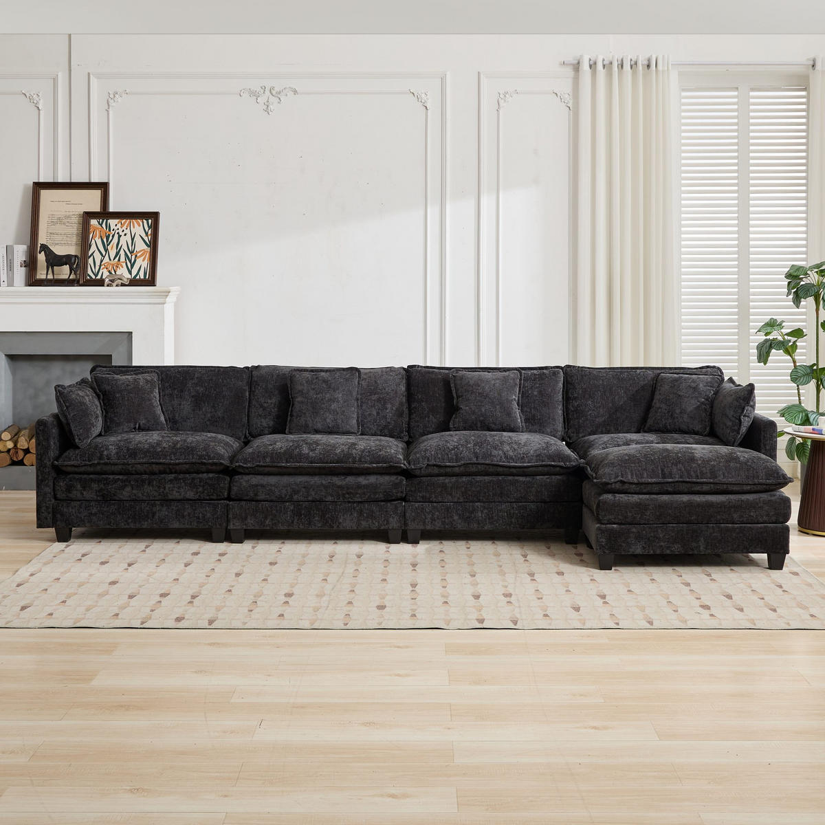 4-SITZER-SOFA DE-33976 modular Schwarz - Schwarz, Holzwerkstoff (380/84/75cm) - ComfortXL