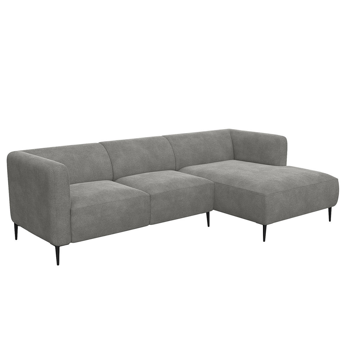 2,5-SITZER ECKSOFA mit Longchair - Schwarz/Grau, Textil/Metall (271/148cm) - home24