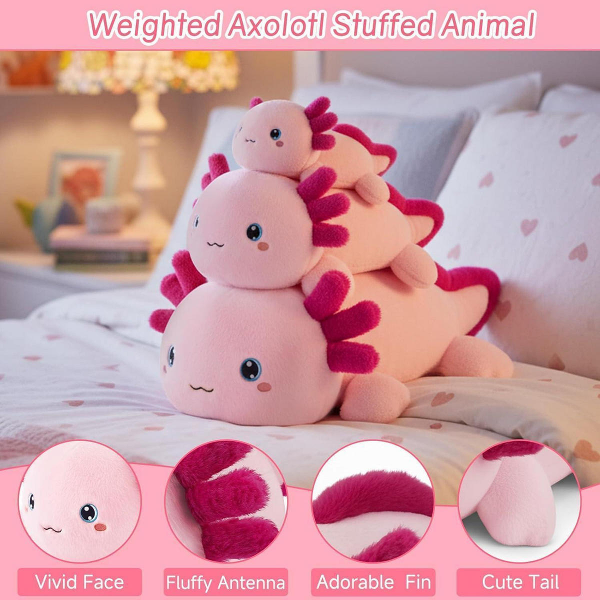 PLÜSCHTIER Axolotl 25 cm - Rosa, Textil (15/25cm)