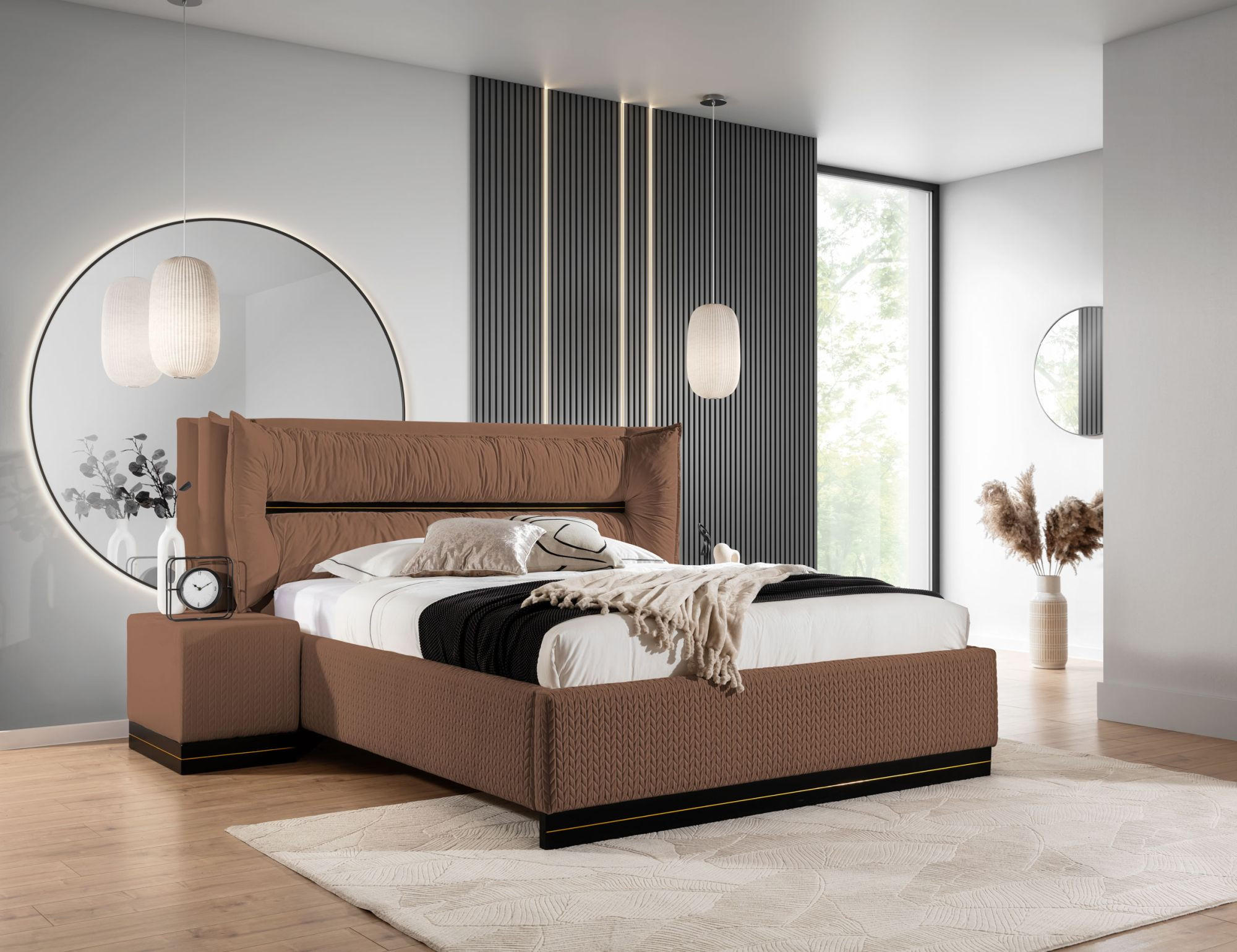 POLSTERBETT Hamilton Magic Velvet Set.2 - Braun, Holzwerkstoff/Textil (120/200cm) - Fun Möbel