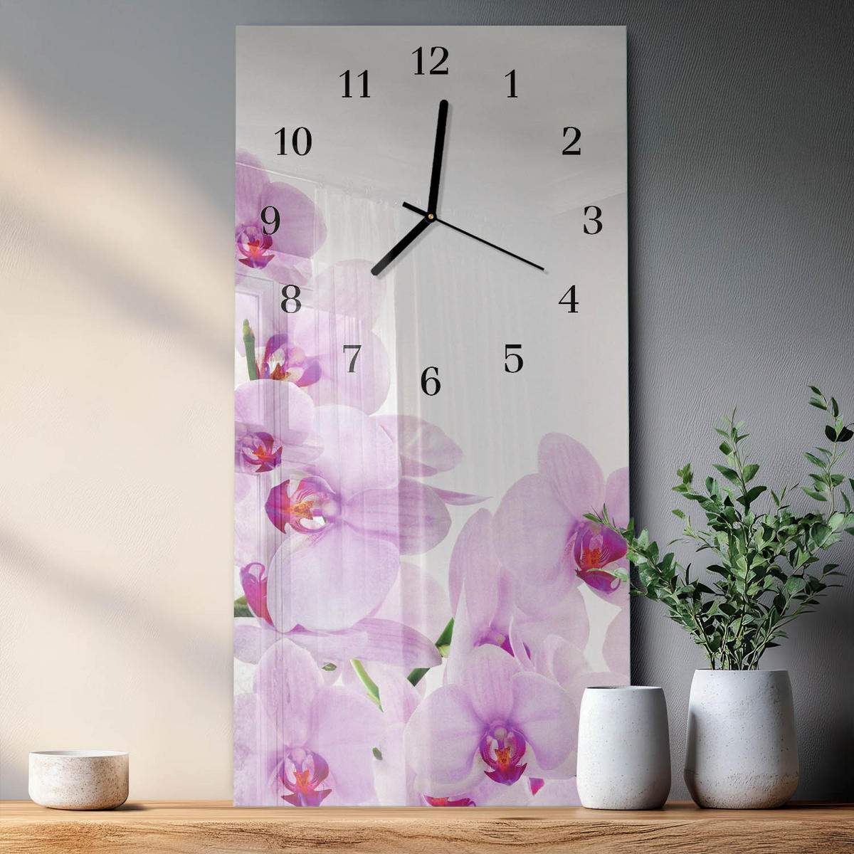 WANDUHR 60x30 cm - Abstraktion - Lila, Glas (30/60/0.4cm) - TULUP