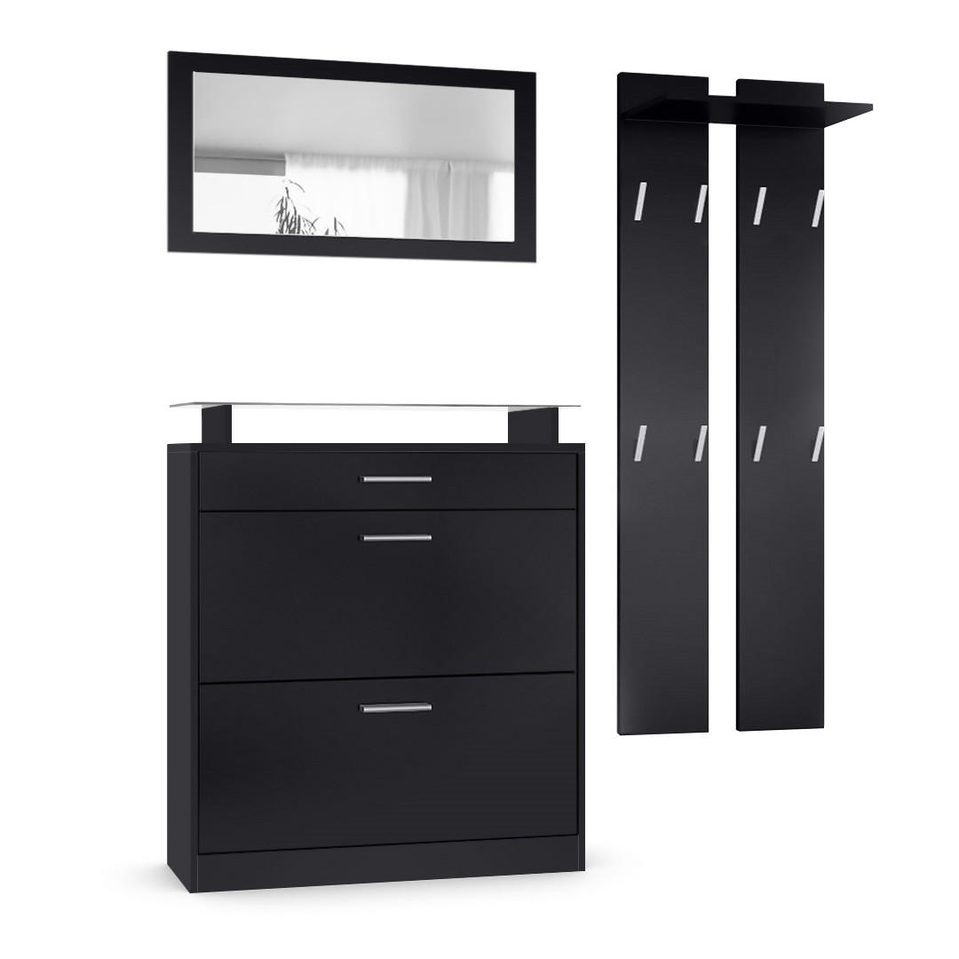 GARDEROBE Loret Front in Schwarz matt - Schwarz, Holzwerkstoff (180/200/23cm) - Vladon