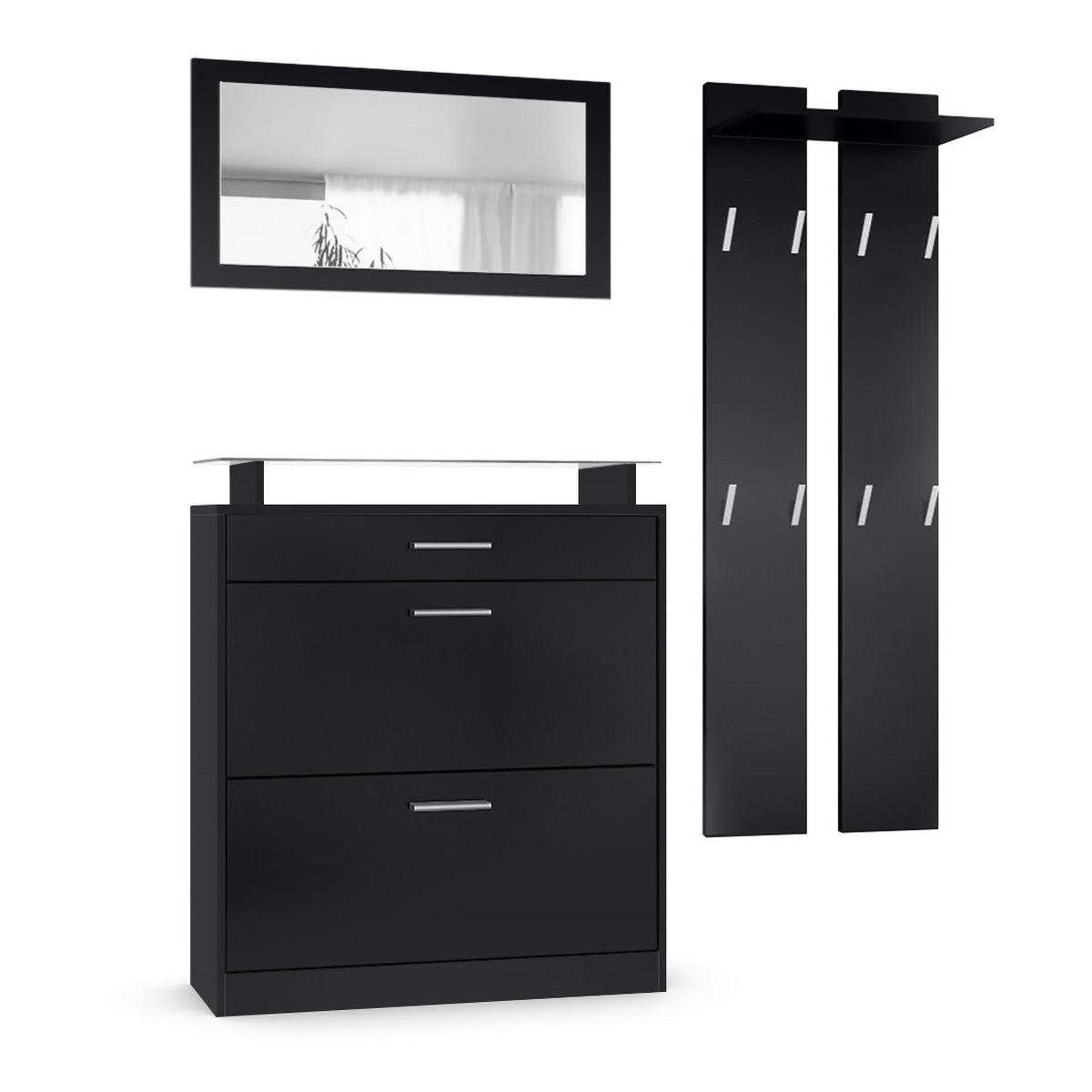 GARDEROBE Loret Front in Schwarz matt - Schwarz, Holzwerkstoff (180/200/23cm) - Vladon