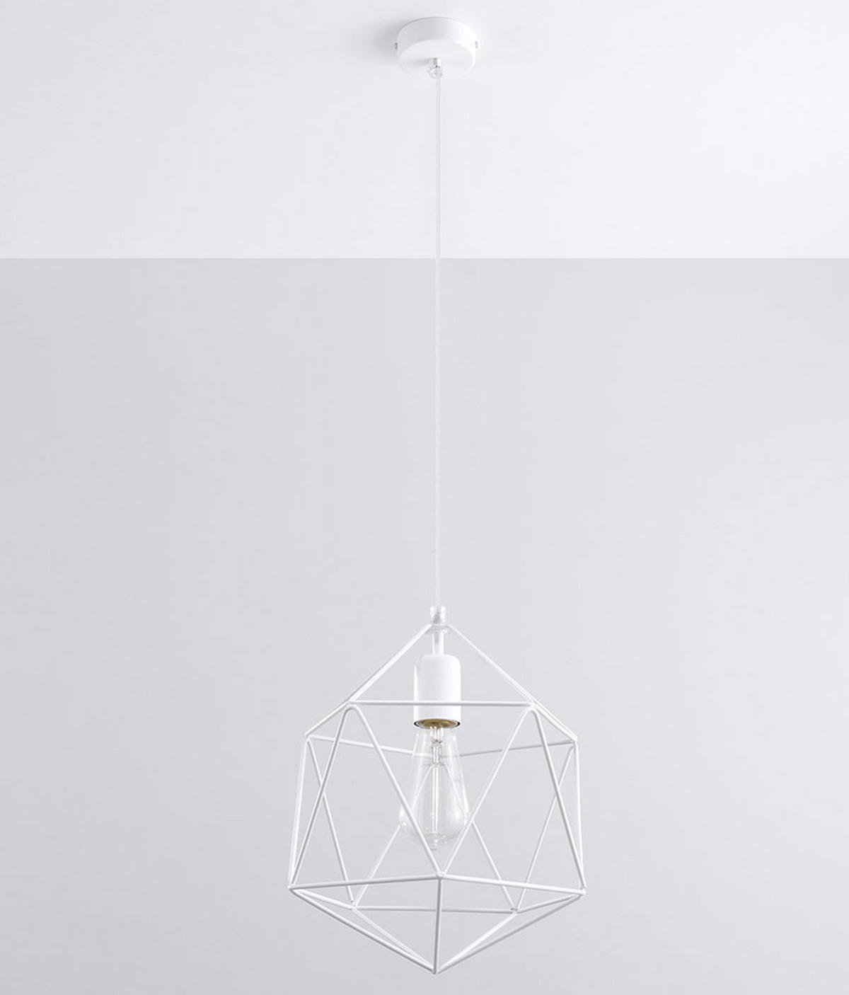 HÄNGELEUCHTE Stahl Weiß KÄFIG - Weiß, Metall (30/30/100cm)