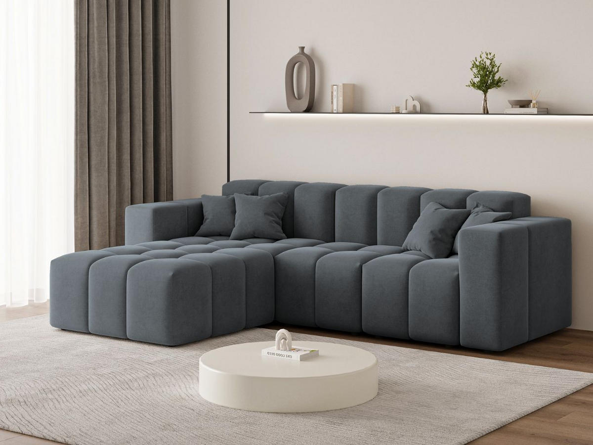 ECKSOFA Loppo Dunkelgrau Links - Dunkelgrau, Holz/Textil (265/180cm) - Graingold