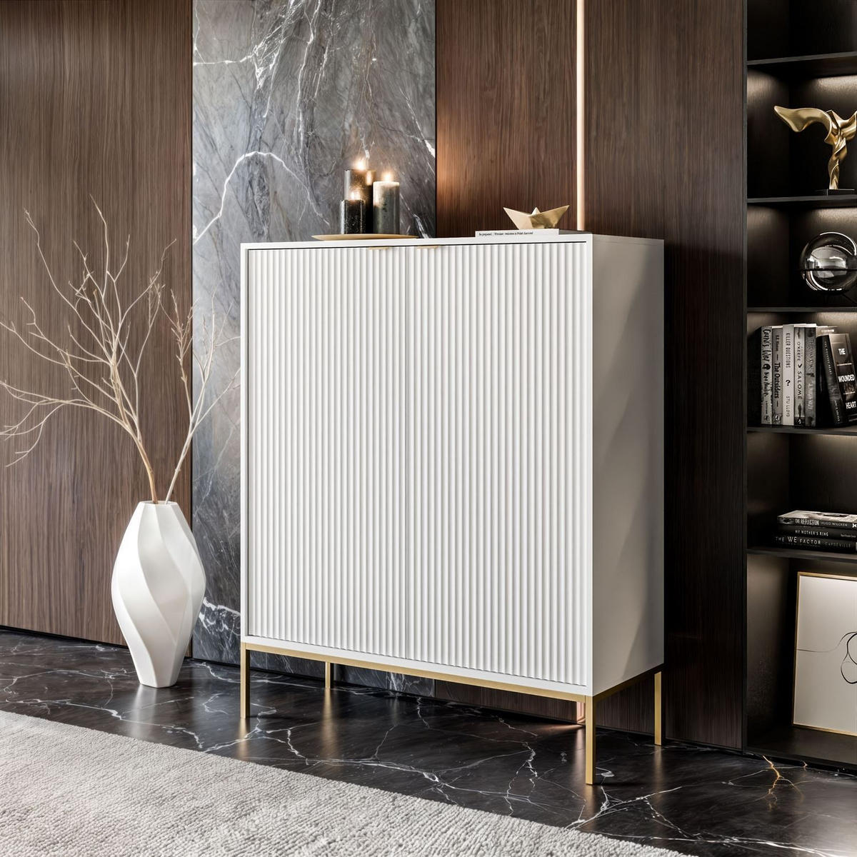 HIGHBOARD CORTADO GOLD K104 ZWEIFLUEGELIG WEISS - Weiß, Holzwerkstoff (104/125/39cm) - Lookway