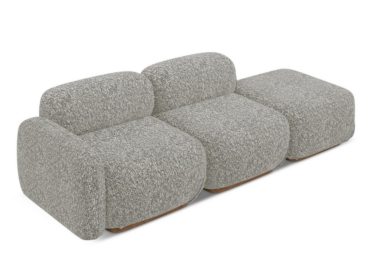 3-SITZER SOFA Rechts Strukturstoff Stoff Beige - Beige/Braun, Holz/Textil (258/73/95cm) - Makamii
