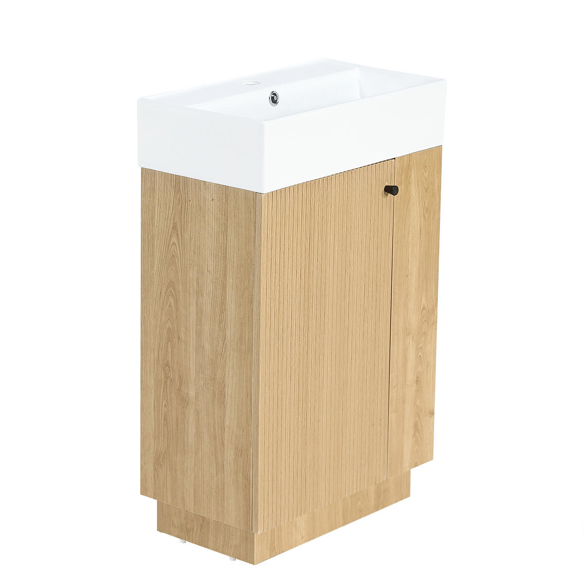 BADEZIMMERSCHRANK Waschbeckenunterschrank Rillenoptik Keramik 55cm - Naturfarben, Keramik (55/87/32cm) - FLIEKS