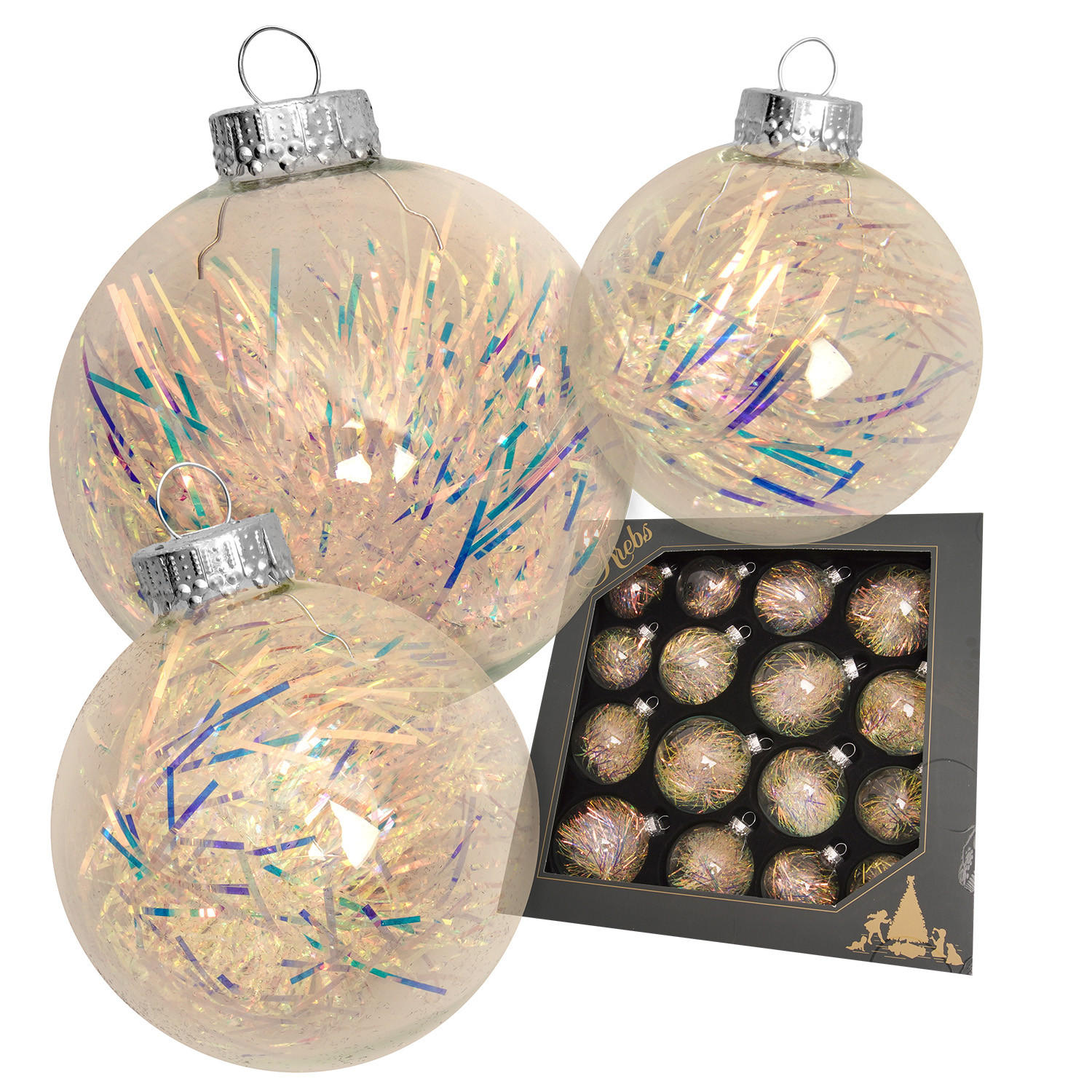 CHRISTBAUMKUGELN Kugelsortiment Lametta Goldfarbig 8cm (Glas / 1 Stk.) - Goldfarben, Glas (6/8/5cm) - Krebs Glas Lauscha