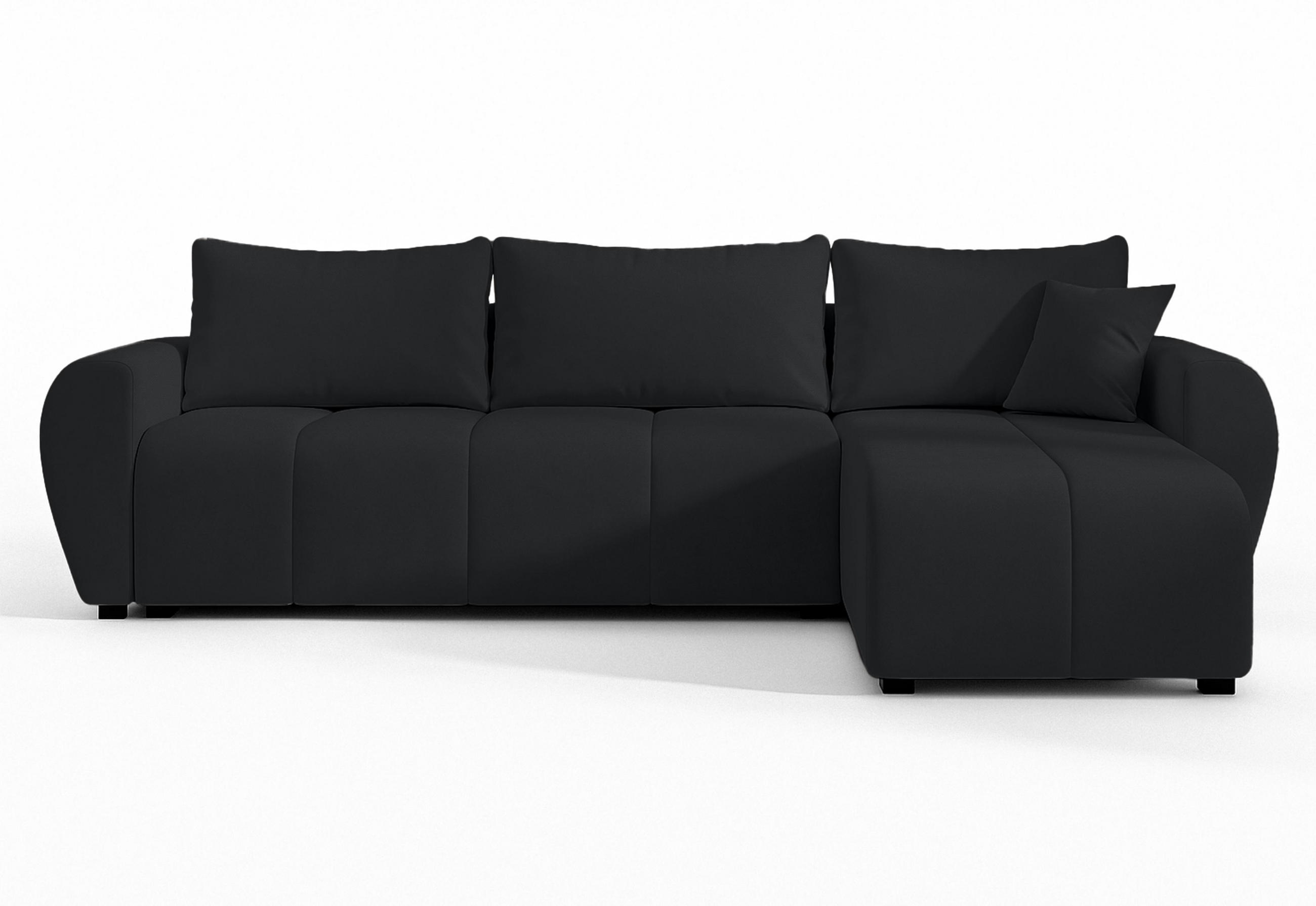 ECKSOFA L Form Malatya Schwarz 246/145/82 cm stilvolle mit Schlaffunktion R - Schwarz, Kunststoff/Textil (246/145cm) - AX Living
