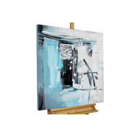 OLEJOMAĽBA 80/80 cm, Zvieratá - sivá/tyrkysová, drevo/textil (80/80cm) - KUNSTLOFT
