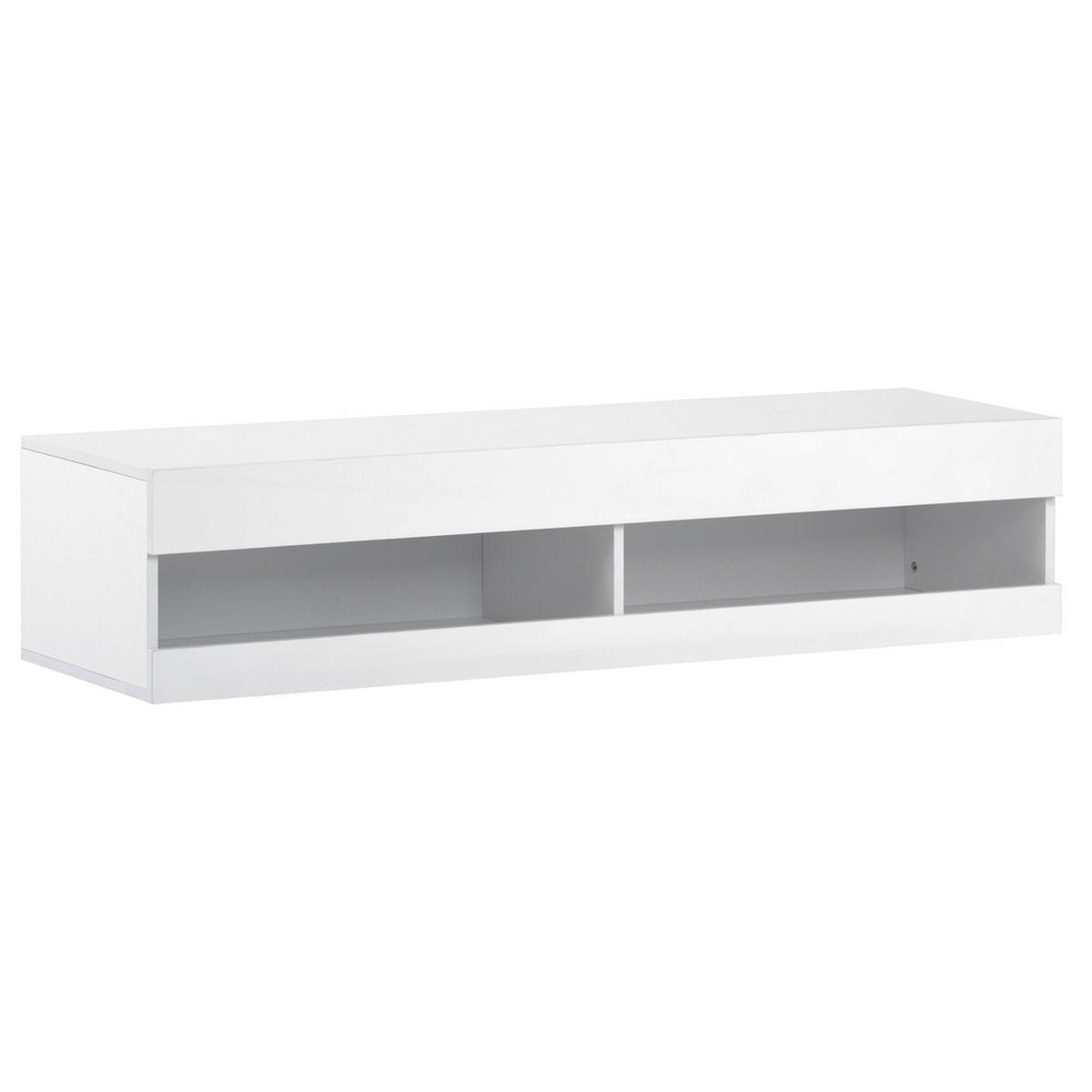 TV-SCHRANK 140x40cm Lowboard Hochglanzweiß LED-Beleuchtung Stauraum - Weiß, Holz (51.5/12/150.5cm) - FLIEKS