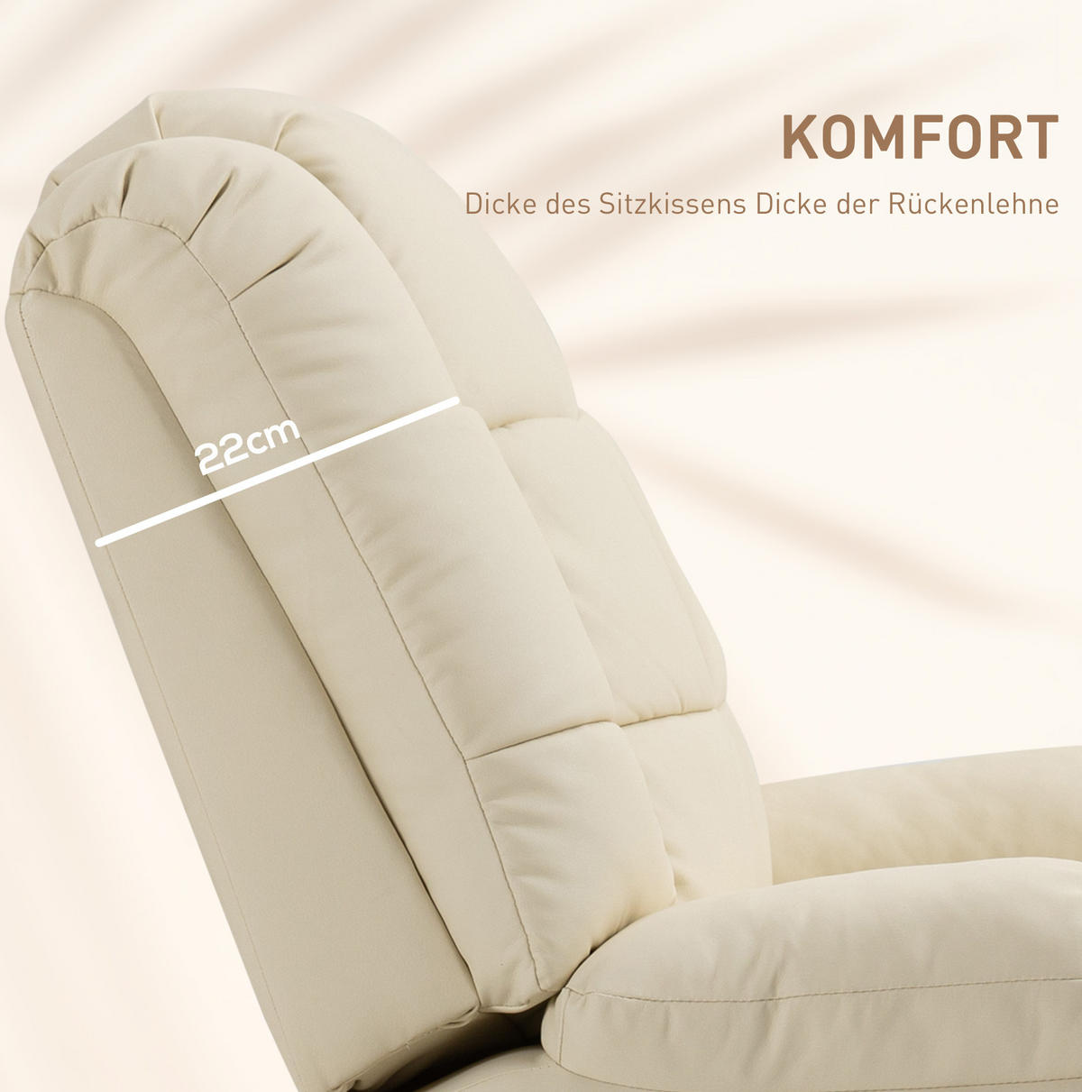 MASSAGESESSEL 94/99/99 cm mit Vibrationsmassage und verstellbarer Rückenlehne - Creme, Kunststoff (99/99/94cm) - BEAOK