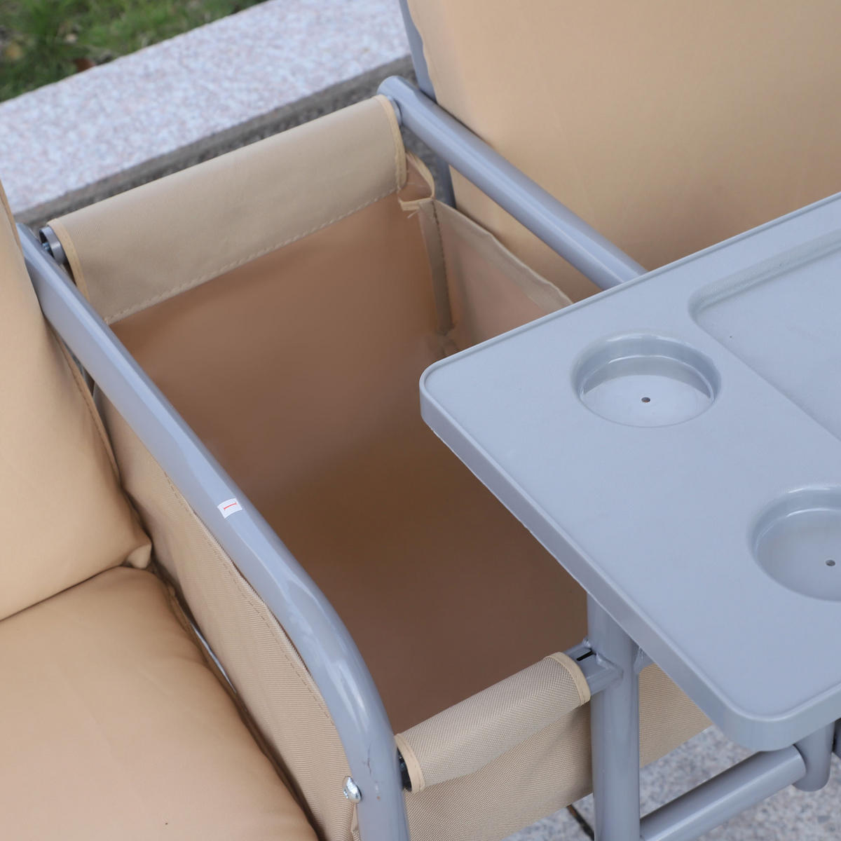 HOLLYWOODSCHAUKEL, 2-Sitzer mit Sonnendach, Beige, 175 x 112 x 165 cm - Beige, Metall (112/165/175cm) - Outsunny