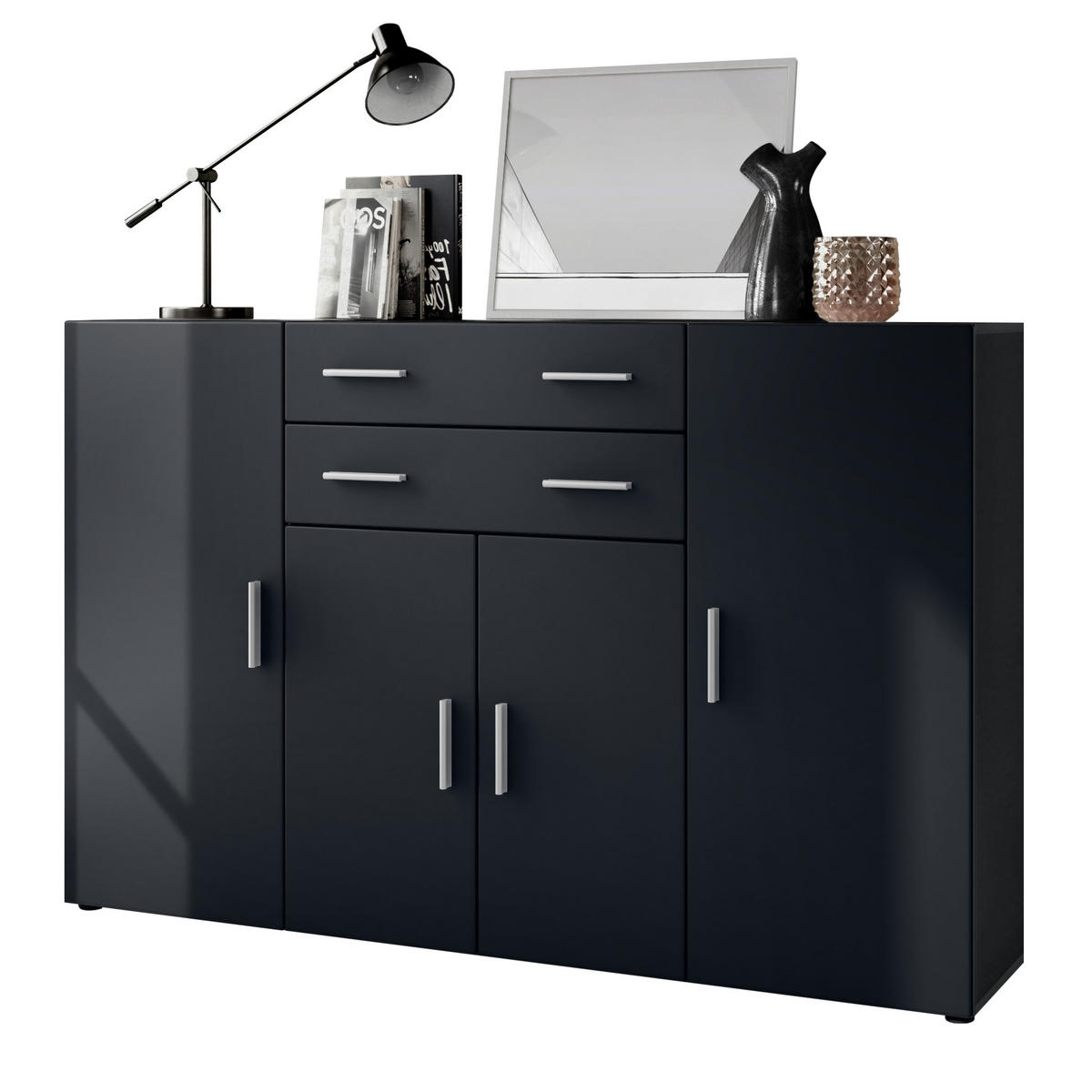 HIGHBOARD Aron Fronten in Schwarz matt - Schwarz, Holzwerkstoff (166.5/106.5/35cm) - Vladon